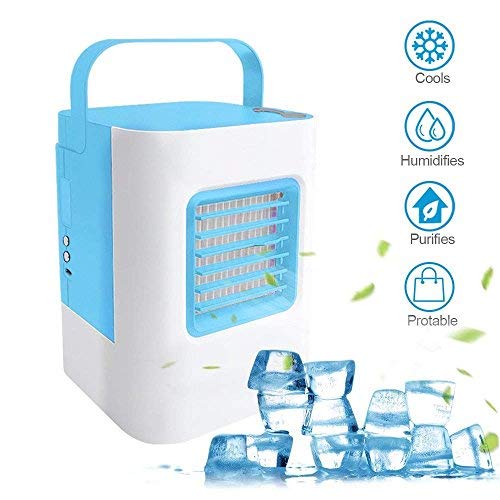 MOSTOP Air Conditioner Mini Portable Air Conditioner Energy Efficient Mini Air Conditioning Fan Desktop Cooling Fan for Office Home Outdoor Travel (Blue)