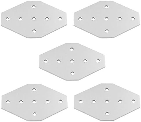 Ewead, Aluminum 7 Hole Cross Joining Plate for V-slot/T-slot Rail 20mm Aluminum Extrusion Pack of 5