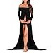 Women's Off Shoulder Maternity Gown for Photo Shoots - Made in USA Black