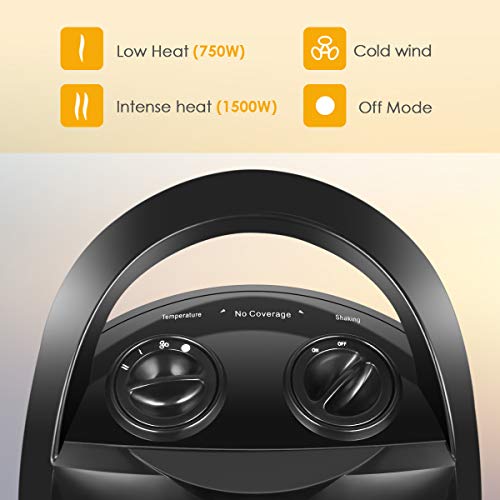 Ceramic Space Heater, 750W/1500W Portable Desk Small Quiet Fast Heating Fan, Overheat & Tip-Over Protection, Energy Efficient Space Heater for Office Desktop and Home - Thumbnail 2