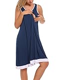 Skylin Women Sleeveless Maternity Nursing Breastfeeding Nightgown Sleepwear S-XXL