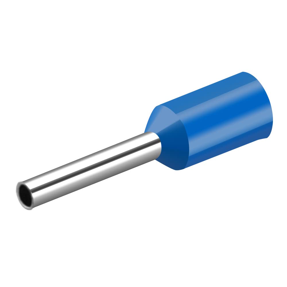 Heschen Cord End Terminal, E7508, AWG20 / 0.75mm², Wire Copper Crimp Connector, Vinyl Insulated, Blue, Pack of 1000