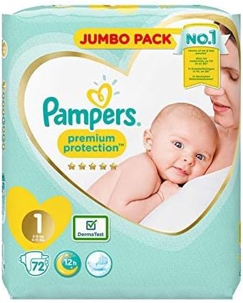Pampers Premium Protection New Baby Nappies Size 1 72 Jumbo Pack 2-5kg