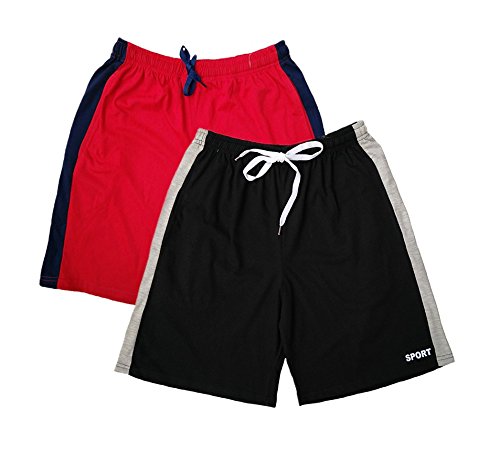 syda mens cotton shorts red black combo (pack of 2)