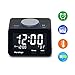USB Alarm Clock, Digital Alarm Clock Radio with USB charging Port, Clock, Alarm, FM Radio, Thermometer and LCD screen for Bedroom, Kitchen, Hotel, Table, Desk