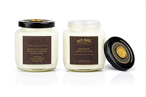 Kraken - Driftwood, Tobacco, Leather Candle Scented Soy Norse Mythology Sea Monster Cthulhu - 9 oz