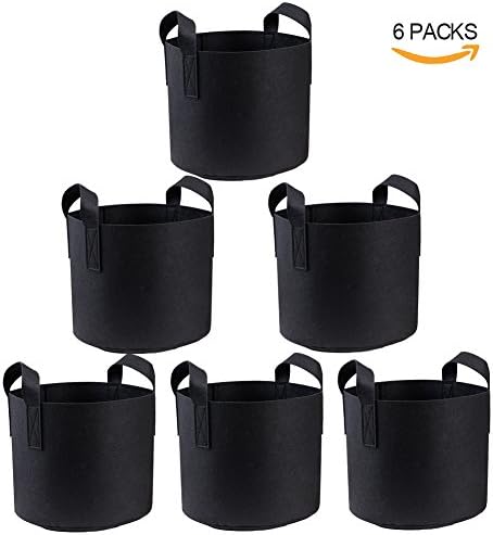 Premium Grow Bags /Aeration Fabric Pots - Gardening Plants Growing Pots 6-Pack 5 Gallon Perfect Quality Heavy Duty Fabric Grow Bags with Sturdy Handles