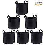 Premium Grow Bags /Aeration Fabric Pots - Gardening Plants Growing Pots 6-Pack 5 Gallon Perfect Quality Heavy Duty Fabric Grow Bags with Sturdy Handles