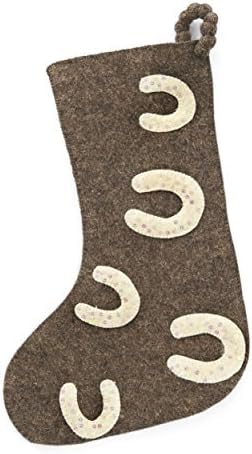 Arcadia Home SF103G Horseshoe Christmas Stocking in Hand Felted Wool, Natural
