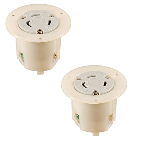 NEMA L6-30 Locking Flanged Outlet, 30A 250V AC, 2 Pole 3 Wire, cUL Listed (2 Pack)