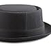 THE HAT DEPOT Black Horn Unisex Cotton Herringbone Pork Pie Hat (Large, Black)
