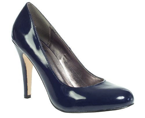 Barratts Womens Navy Patent Court Shoes Size 9 Amazon.co