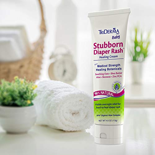 TriDerma Stubborn Diaper Rash Healing Cream, Treats Severe Irritation Associated With Diaper Rash, Zinc Oxide Free, 4 oz., 1 Tube