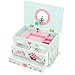 SONGMICS Musical Jewelry Box with Ballerina for Little Girls 3 Drawers, Flower Mirror and Lovely Fox Rabbit UJMC23BU