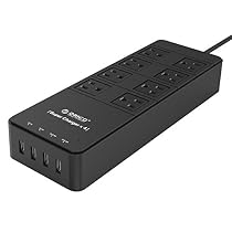 ORICO 8 Outlet Home/Office Power Strip Surge Protector with 5-Foot Cord and 4 USB Intelligence Charging Ports (5V6.8A 34W) -Black?TPC-8A4U?