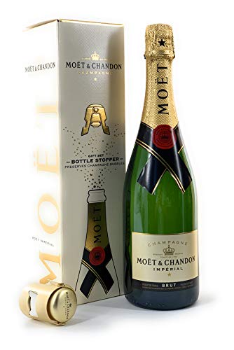 Moet Chandon Imperial Brut Champagner Gift Set + Bottle Stopper Flaschenverschluss (1x 0,75l) 12% Vol