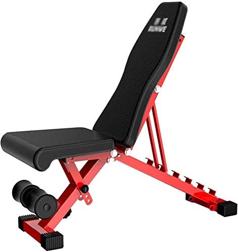 YZPJSQ Adjustable 90°Flat Weight Bench,Adjustable Weight Bench Home Training Gym Weight Lifting & Sit Up AB Bench Flat Incline Decline Multiuse Exercise Workout Bench Black and Red