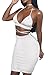 ioiom Womens Stylish Criss Cross Slim Fit Tight Autumn Midi Dress for Party White L