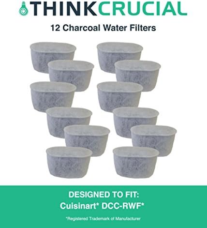Crucial Coffee Replacement Charcoal Water Filter – Compatible with Cuisinart Part # DCC-RWF – Fits Cuisinart Models CHW-12, CHW-14, SS-700, DGB-500, DGB-600, SS-5W – Bulk (12 Pack)