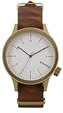 Komono KOM-W1931 Men's Magnus Brown, Gold Leather Band with White Dial Watch
