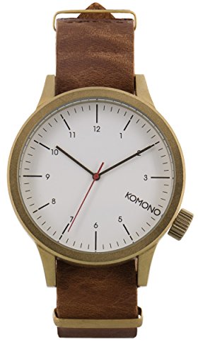 Komono KOM-W1931 Men's Magnus Brown, Gold Leather Band with White Dial Watch