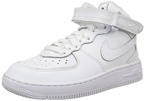 Nike Force 1 MID (PS) Boys Basketball-Shoes 314196-113_1Y - White/White-White