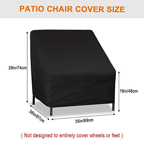 CAVEEN Patio Chair Covers, Waterproof Lounge Deep Seat Cover, 420D Heavy Duty Oxford Fabric Outdoor Patio Furniture Cover Stackable with Durable Double Stitching, 35" L x 38"W x 29"H, 2 Packs, Black - Thumbnail 3