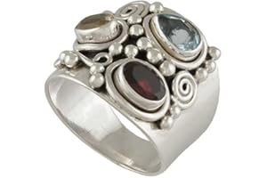 CITRINE, BLUE TOPAZ, GARNET Genuine Gemstone 925 Sterling Silver Handmade Ring For Women Christmas Gift For Her | Handmade Si