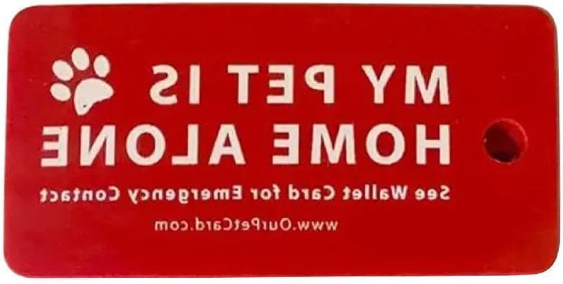 SquarezhenBo Red Dog Cat Home Alone Alert Cards & Key Tags (1 Pack)