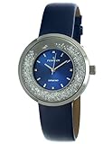 Peugeot Women's 'Diamond' Quartz Metal and Leather Dress Watch, Color:Blue (Model: 3041SBL)
