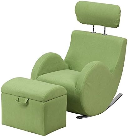 NEW gliding rocking chair Series Green Fabric Rocking Chair with Storage Ottoman
