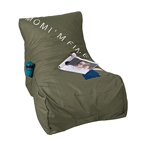 Livebest Comfort Bean Bag Chair Sponge Lounge Lazy Lounger Chair with Pocket Kids & Teens Love ArmyGreen