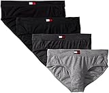 Tommy Hilfiger Men's Cotton Hip Brief, Black, Small (Pack of 4)