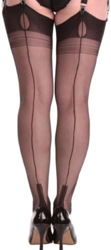 Nancies Womens Fully Fashioned Cuban Heel Stockings (10.0'', Black)