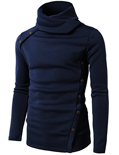 H2H Men s Social Best Large Cowl-Neck Unique Niche T-Shirts Navy US S/Asia M (CMTTL065)