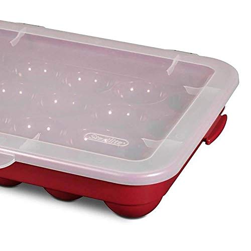 Sterilite 20 Compartment 3" Ornament Storage Case with Lid, Red (6 Pack)