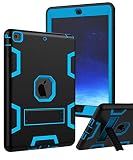 TIANLI Case for iPad Air Three Layer Plastic and Silicone Protection Heavy Duty Shockproof Protective Cover for iPad Air 9.7 inch - Black Blue