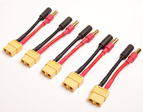 Lot (5) XT60 Female to 5.5mm Banana Connector Adapter Converter Wire 14AWG 5cm