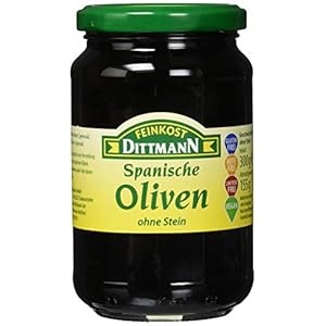 Feinkost Dittmann Geschwärzte Oliven ohne Stein, 1er Pack (1 x 300 g)