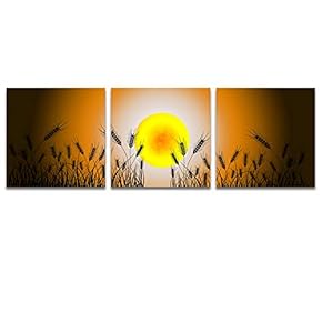 3 Piece Canvas Wall Art for Living Room Bedroom Home Artwork Charming Moonlit Night Paintings Ready to Hang - 12"x12"x3 Panels
