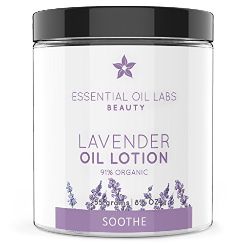 Essential Oil Labs Beauty ‘Soothe’ Lavender Oil Lotion 8.8 oz, 91% Organic Ingredients, Soothing Lotion Infused with Lavender Essential Oil, Moisturizing Relief