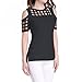 Tulucky Women's Cold Shoulder Hollow Out Tee Shirts Short Sleeve Casual Tops