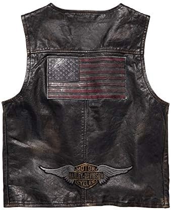 harley davidson distressed leather vest