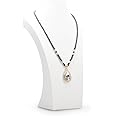 Oirlv White Leather Jewelry Bust Necklace Display Stand Trade Show Jewelry Holder (H:15.28")