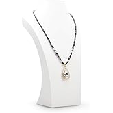 Oirlv White Leather Jewelry Bust Necklace Display Stand Trade Show Jewelry Holder (H:15.28")