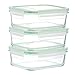 Kinetic Modern Eco Glass Lunch Containers, 3-Pack, 30oz - Glass Meal Prep Containers with Airtight Lids - Stackable, Dishwasher Safe