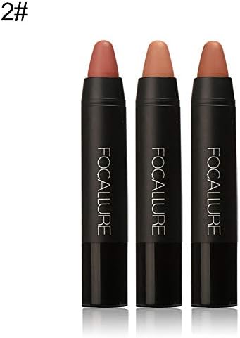 Worthititit Lipstick&Beauty makeup,Matte,Focallure 3Pcs Matte Waterproof Long Lasting Lipstick Pencils Makeup Tool Set,No fading, Lasting 2#