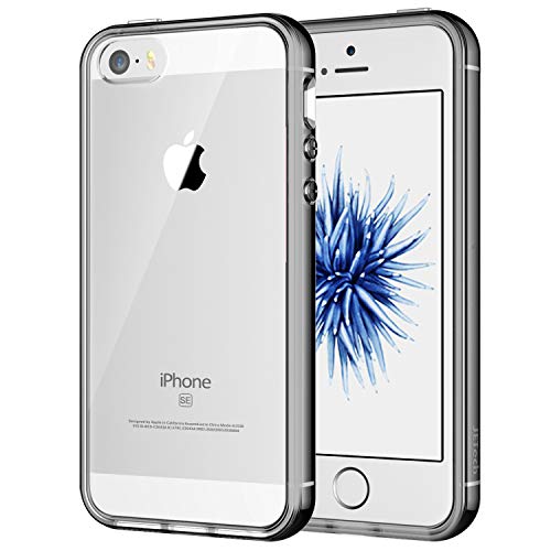 JETech Case for Apple iPhone SE, iPhone 5s, iPhone 5, Shock-Absorption Bumper Cover, Anti-Scratch Clear Back, Grey