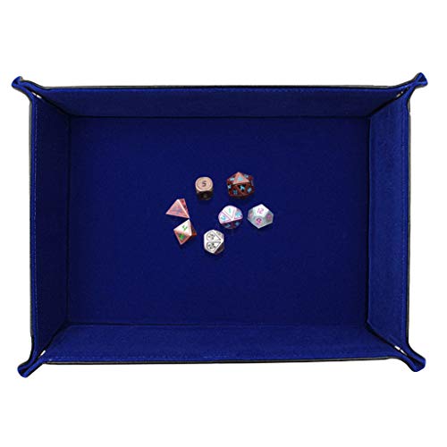 Sinwo Dice Tray PU Leather Portable Folding Dice Rolling Tray for use as Game Dice Tray (Blue) - Thumbnail 4