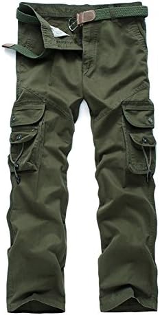 GUSER Men's Cotton Baggy Combat Army Pants Casual Work Trousers Army Green 34